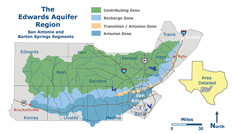 Map of the Edwards Aquifer Region
